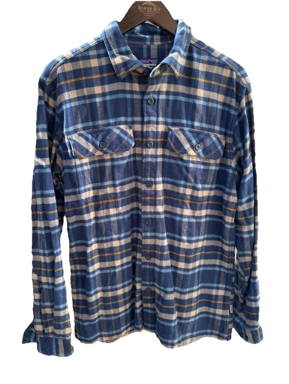 Patagonia Organic Cotton Blue Plaid Shirt Sz M Button Up